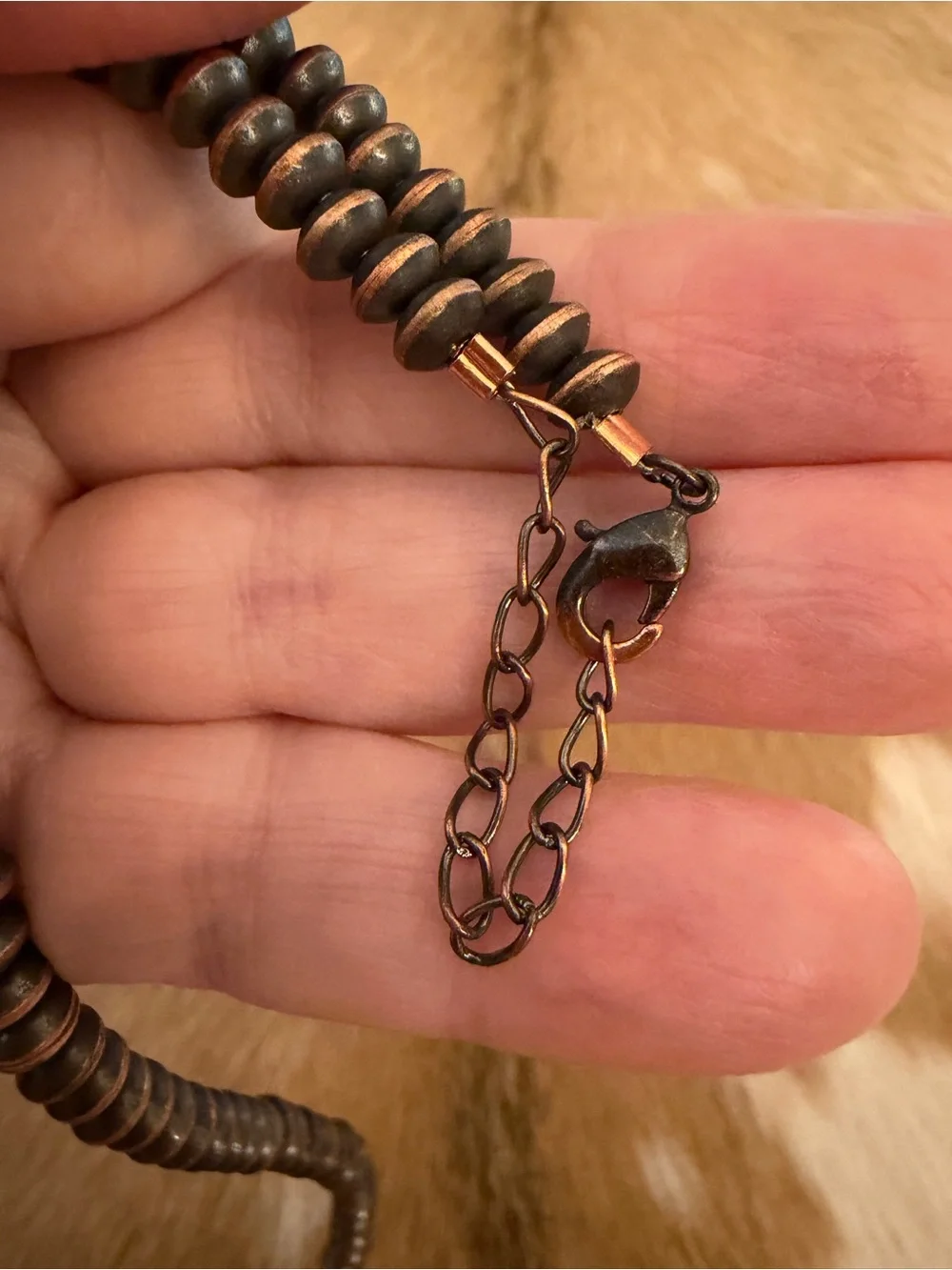 ❤️ 6mm Oxidized Copper Saucer Navajo Style Southwestern 32.5G Necklace 20+2”L